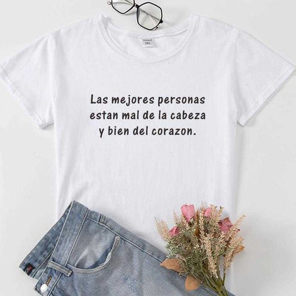 

spanish camiseta mujer womens t shirt letter phrase print women t-shirts, White