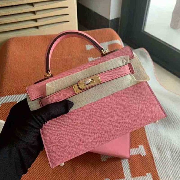 

kellybag herme designer handbag hand print second generation mini kelys crocodile single shoulder cross carrying leather pink women's b