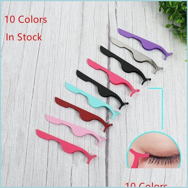 

eyelash curler 10 colors false eyelashes extension tweezers auxiliary clamp clips practice beauty eye lash makeup tools 200pcs drop dh6rp