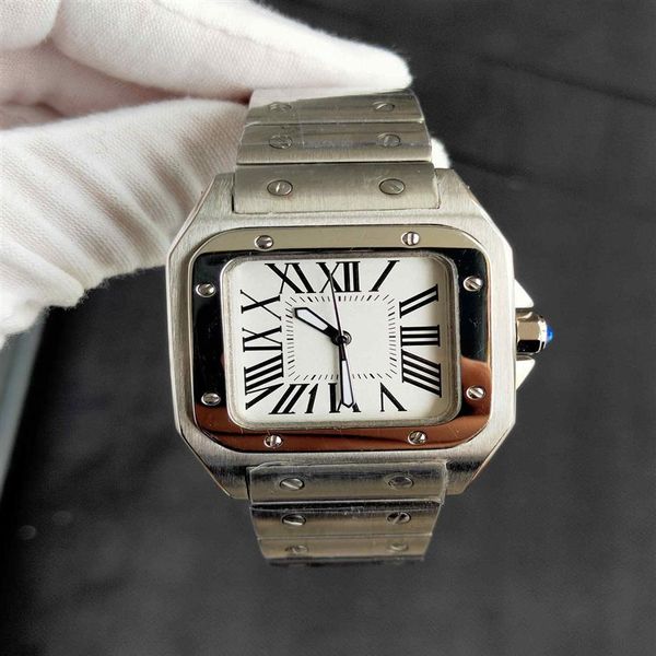 

fashion women's watch classic square plate automatic mechanical movement stainless steel strap watches lady couples styles me281n, Slivery;brown