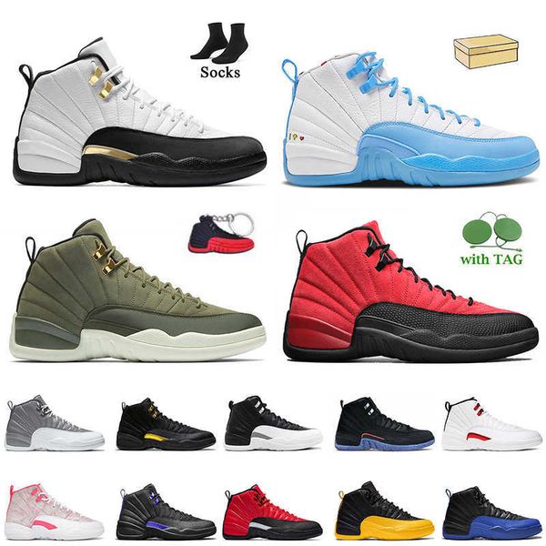

fashion women mens jumpman 12s high og basketball shoes with box jorrden 12 hyper royal royalty playoffs stealth university gold dark concor, Black