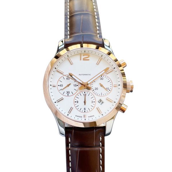 

men's watch fully automatic mechanical movement 316 steel sapphire mirror 44mm fashionable casual gentleman style wristwatches, Slivery;brown