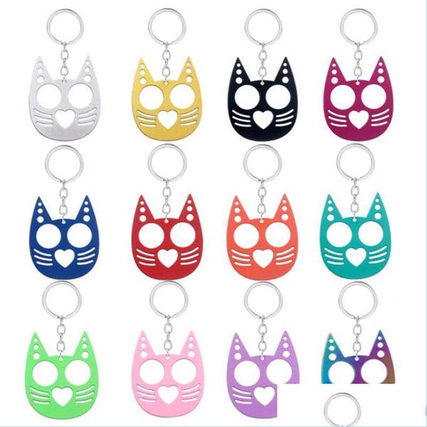 

keychains lanyards party favor cute cat self defense keychain bottle opener emergency metal broken windows tools keyring car keych dhzgk, Silver