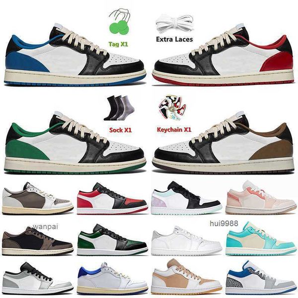 

2023 fashion bred toe 1s lows basketball shoes jumpman 1 low green ts dark mocha fragment unc og paris true blue neutral grey women men og d, Black