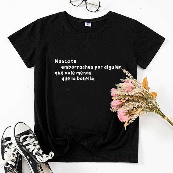 

hipster camiseta de mujer spanish phrase women t-shirts short sleeve letter, White