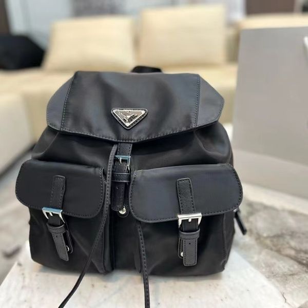 

2022 classic handbags nylon backpack black back pack triangle sign shoulder bags nice quality multiple pockets