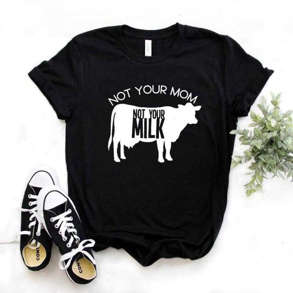 

fashion spring arrival not your tee mom milk cow print women casual funny t shirt, White