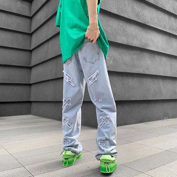 

men's jeans women's jeans neutral wide leg denim trousers loose straight men jean asthetic man jeans pants for boy casual baggy hi, Blue