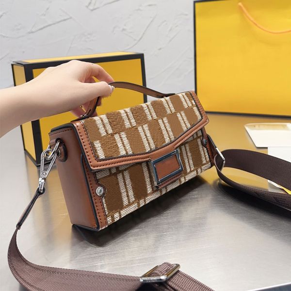 

trunk crossbody baguette bag shoulder bags flap handbag purse metal letters leather edging square handbags classical hasp hardware detachabl