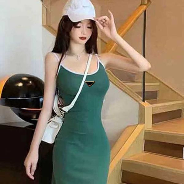 

2023 womens casual dresses sleeveless shirts flat skirts woman slim outwears summer dress s-l, Black;gray