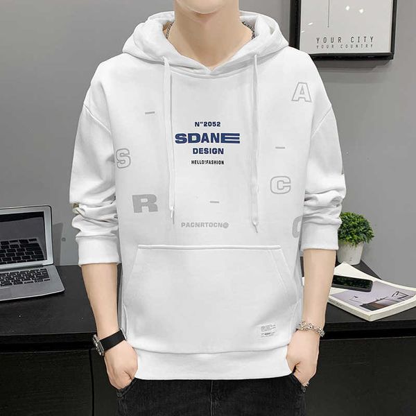 

2022 new spring and autumn hooded sweater men's fashion casual pullover coat men, Black