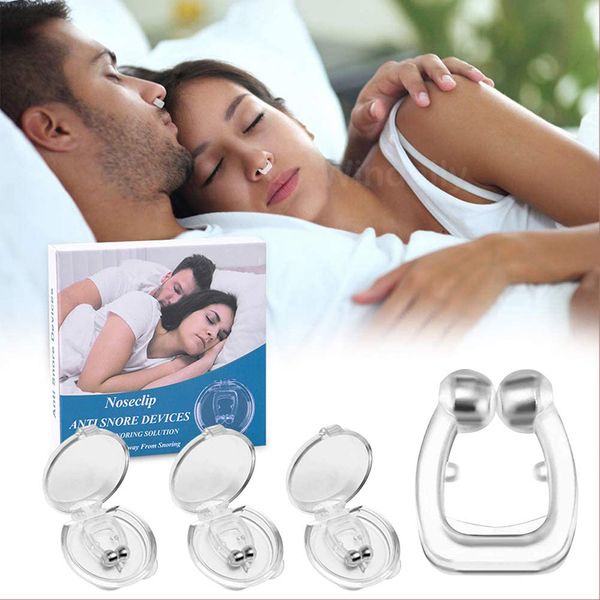 

costumes original magnetic anti snoring device silicone anti snore snose clip tray sleeping aid apnea guard night device with case, Black