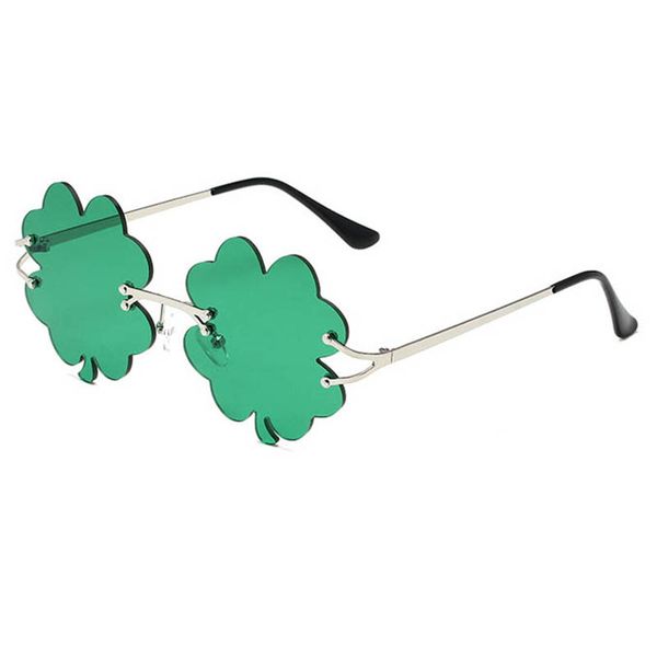 

luky clovers rimless sunglasses special novolty 4 leaves clover eyewear party glasses, White;black