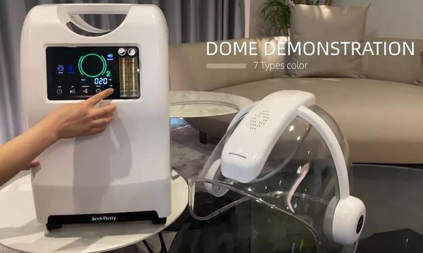 

olive hyperbaric oxygen jet therapy facial machine maquinas faciales led seven color lamp mask beauty machine, Black;white