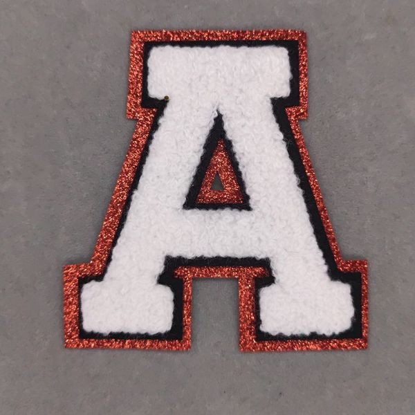 

notions 8cm letter patch stickers varsity chenille english letters a-z iron on repair patches alphabet sewing appliques clothing badges 13co, Black
