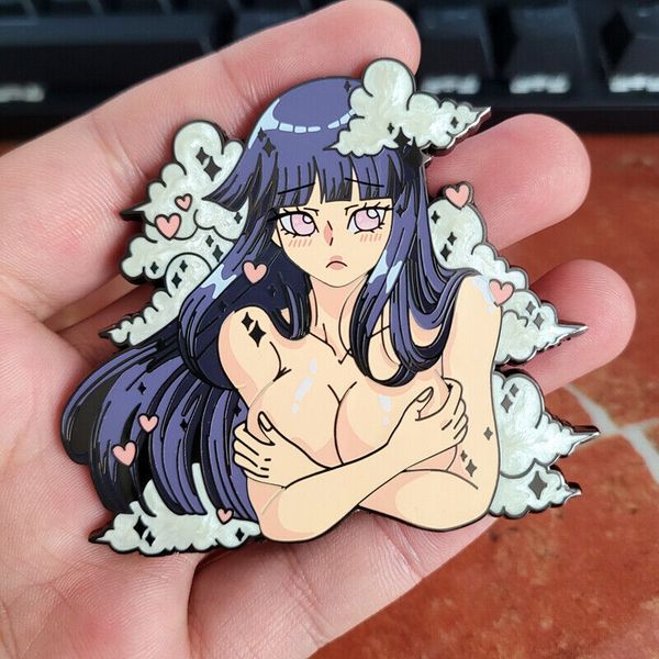 

pins naruto hinata pin metal enamel lapel badge brooch anime collectible, Gray