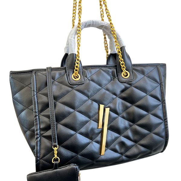 

large capacity tote bag fashion shoulder bags handbags diamond lattice leather crossbody purse gold hardware chain big letter decorate 06u0