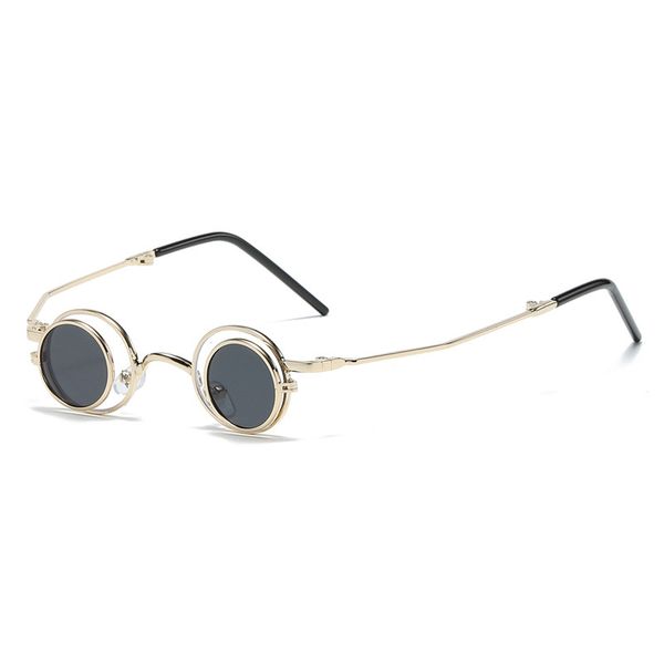 

novelty vintage round sunglasses men women cool hip hop small frame punk sun glasses metal retro uv400 tiny circle flip up shades, White;black