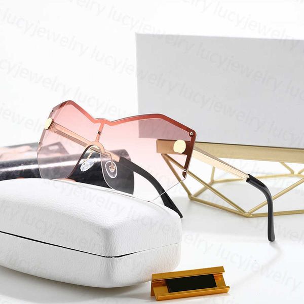 

designer rimless sunglasses fashion classic sun glasses irregular design for man woman polarized eyeglasses 6 color optional 5244, White;black