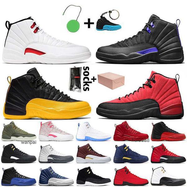 

with box jumpman 12 12s basketball shoes women mens twist dark concord university gold reverse flu game arctic punch indigo sports trainers, Black