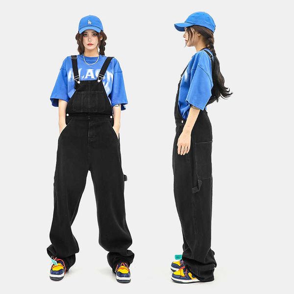 

men's wear 2022 fashion used loose work clothes cowboy suspenders men, Blue