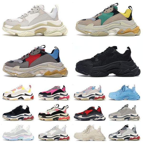 

paris triple s mens womens designer shoes oversized fashion luxury brand black white grey christians red-bottoms blue pink sports sneakers