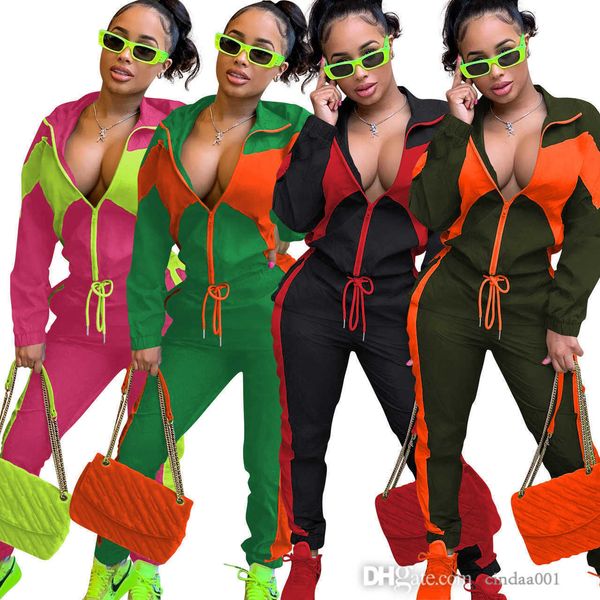 

retail designer womens tracksuit casual fashion color matching cardigan two-piece sports outfits 2022 autumn jogging suit, Gray