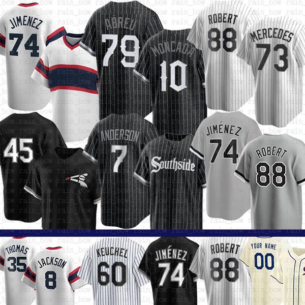 

college wear custom chicago baseball jersey tim anderson eloy jimenez joe kelly jose abreu 88 luis robert yoan moncada bo jackson lance lynn, Black