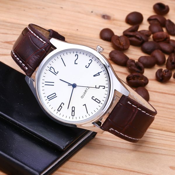 

hbp quartz watches mens leather watches classic boys business watch fashion men wristwatches, Slivery;brown