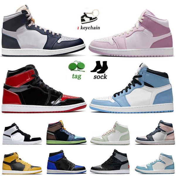 

jumpamn 1 basketball shoes sneakers university blue patent bred dark mocha pine green stage haze white men women 1s unc banned s1s off