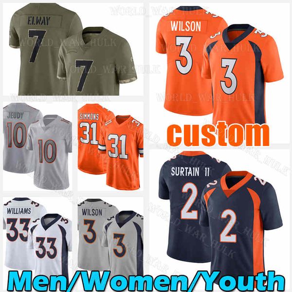 

russell wilson football jersey 10 jerry jeudy 2 patrick surtain ii pat denver chase edmonds courtland sutton justin simmons peyton manning b, Black;red