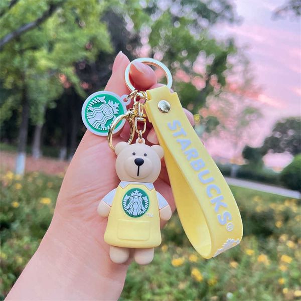 

keychains creative threedimensional cute milk tea key chain star dad coffee cup keyring pvc car accessories cake decoration blind small gift, Silver
