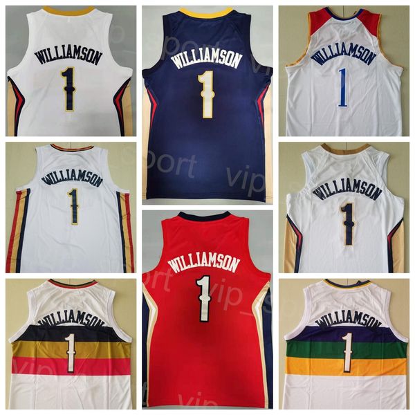 

city men basketball jersey 1 zion earned association classic statement icon edition team color navy blue white red breathable pure cotton fo, Black;red