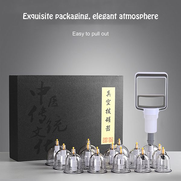 

costumes professional cupping therapy set vacuum cans body anti cellulite guasha massager ventosa plastic jars fat burner suction cup c, Black