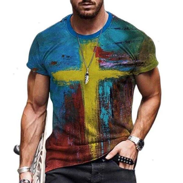 

summer european and american trend mens t-shirts clothes 3d street, White;black