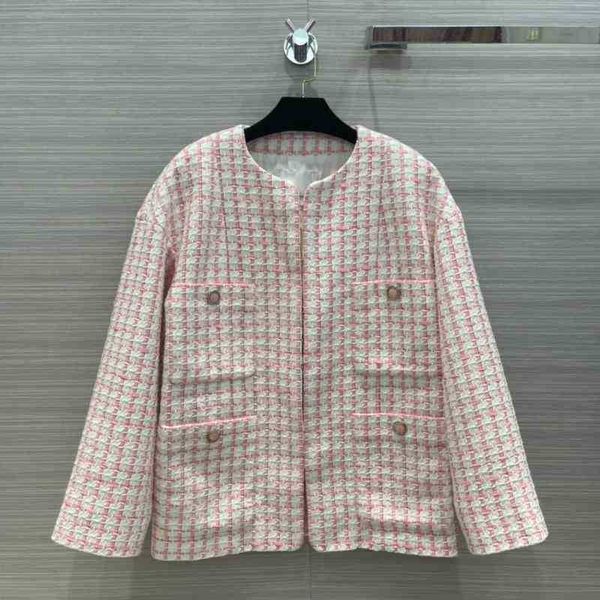 

luxury womens designer jackets woven soft nylon fabric high-end cherry blossom pink retro elegant coat autumn women clothing, Black;brown