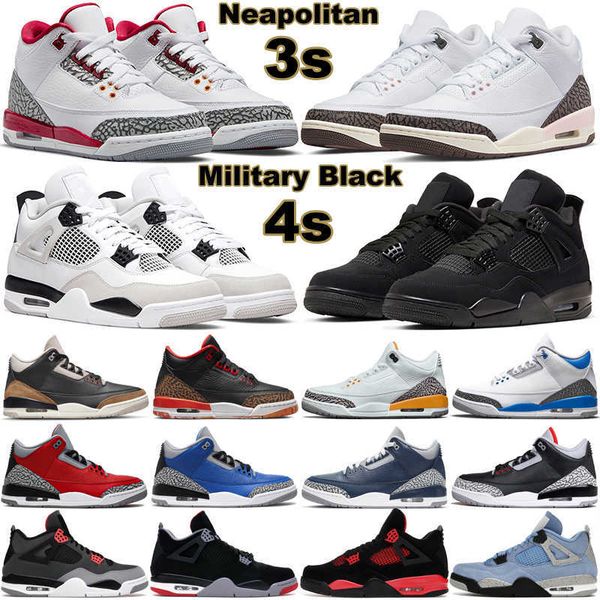 

2022 3 men basketball shoes 3s neapolitan cardinal red thunder muslin fragment 4 4s military black cat white oreo mens women trainers