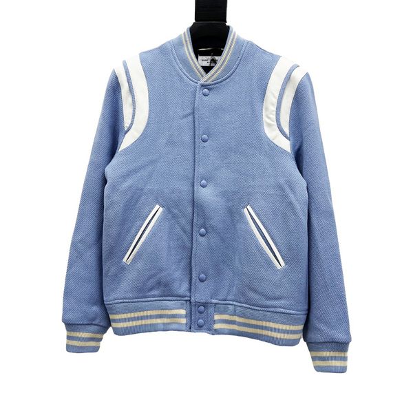

men's baseball collar shirt sky blue business casual jacket multi-piece women's cardigan jacket, White;black