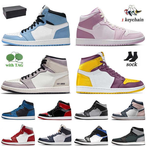 

1 1s sports with box basketball shoes university blue light bone mens women 1s valentines day 2022 brotherhood stage haze sea