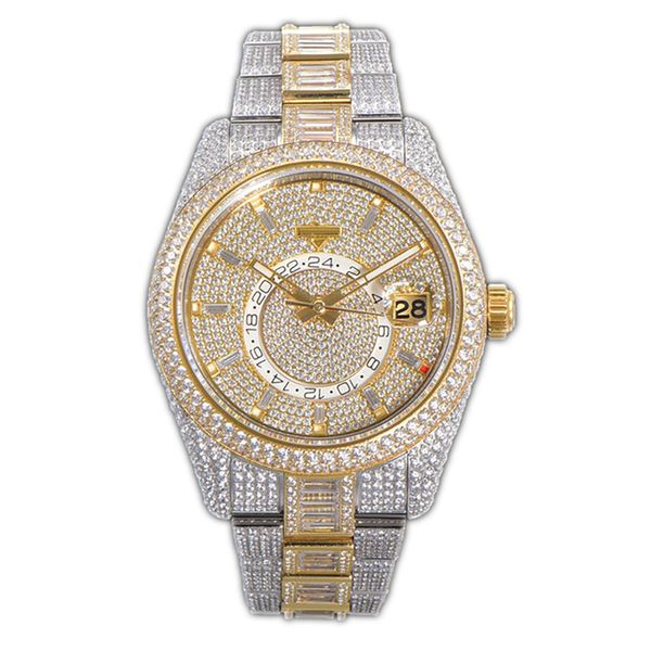 

men's watch sky dweller is equipped with full-automatic 9001 mechanical movement and 904 fine steel diamond inlay wristwatches 42mm, Slivery;brown