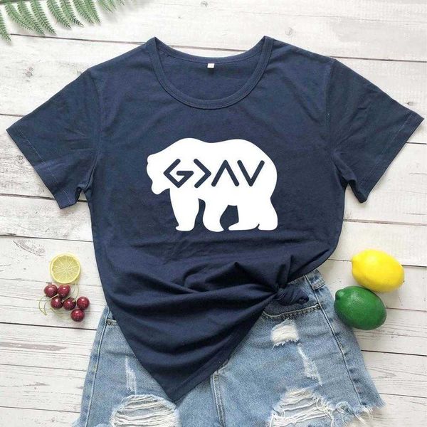 

god is greater t shirts womens t-shirt than the highs and lows bear graphic women, White
