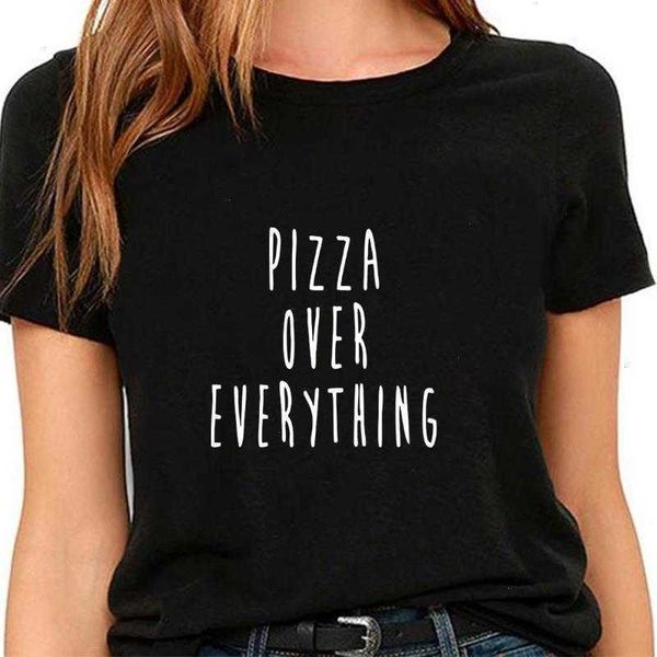

pizza over everything harajuku t shirt women t-shirts clothes letter printed for, White