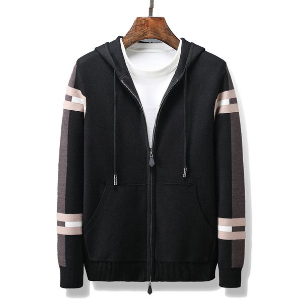 

winter fall mens women sweaters brand designer classic plaid stripe printing cardigan sweater coat wool blended hoodie jumper ladies knitted, White;black