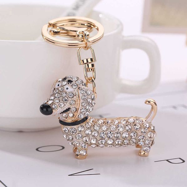 

fashion keychainskeychains lanyards dog dachshund bag charm pendant keys holder keyring jewelry for women girl gift, Silver