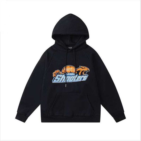 

2022 new brand trapstar hoodies embroidery sportswear mens warm two pieces set loose hoodie sweatshirts pants set hooded jogging, Black