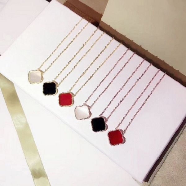 

boutiques vintage pendant van clover necklaces classic cleef motif flower 4 leaf mother-of-pearl designer necklaces for womens mens chain lo, Silver