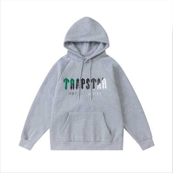 

2022 new brand trapstar hoodies embroidery sportswear mens warm two pieces set loose hoodie sweatshirts pants set hooded jogging dy, Black