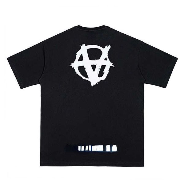 

veteme designer printed t-shirt against war graffiti round neck loose cotton short sleeve t-shirt, White;black