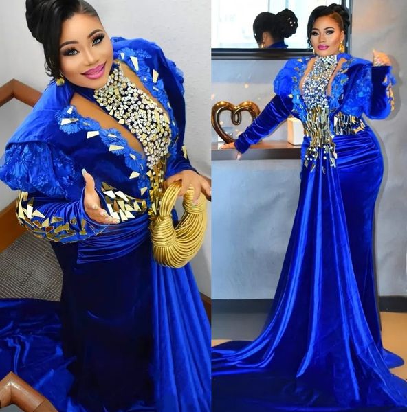 

2022 arabic aso ebi luxurious mermaid prom dresses crystals beaded evening formal party second reception birthday engagement gowns dress zja, Black
