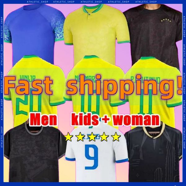 

2022 2023 soccer jerseys fans tees camiseta de paqueta coutinho football shirt maillots marquinhos vini jr silva brasil richarlison brazils, Black;yellow